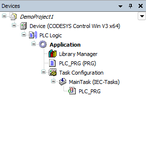 Codesys demo project Devices view