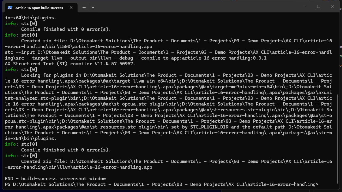 apax build success for Article 16 demo