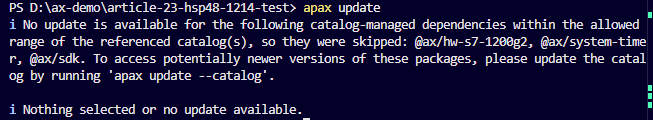 Ordinary apax update result with nothing else selected