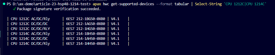 HWC 4.8 list of three CPU 1212C and three CPU 1214C variants