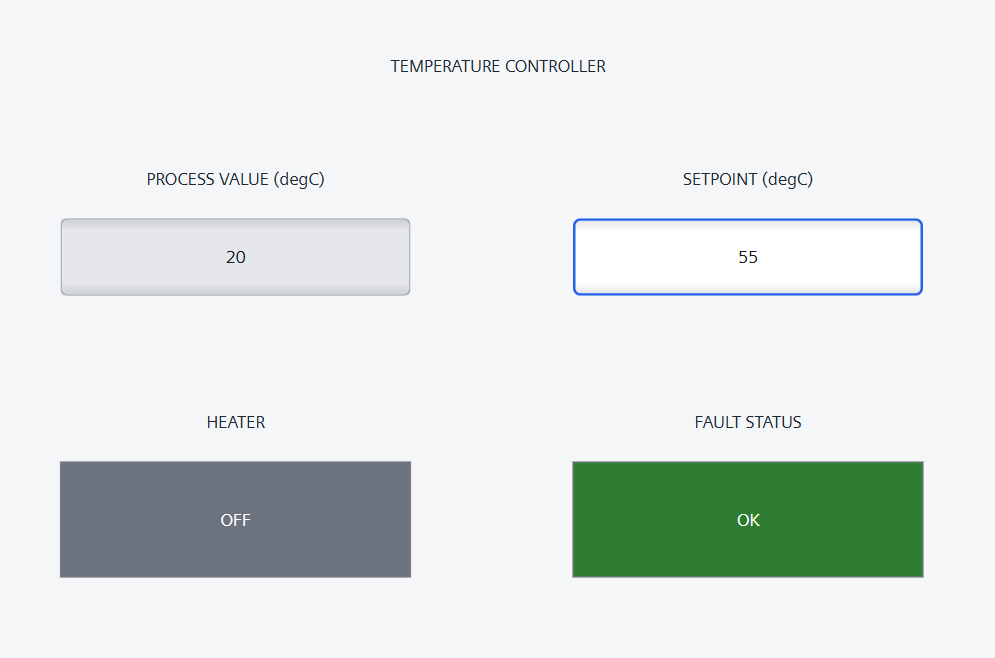 TempController on a Real Screen — End-to-End AX + WinCC UE Demo