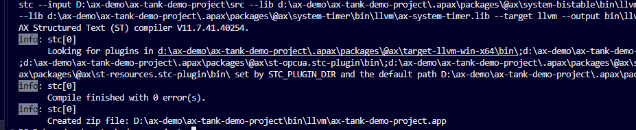 LLVM application build completing with zero errors