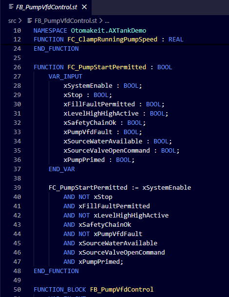 The original Structured Text pump permissive with all nine conditions