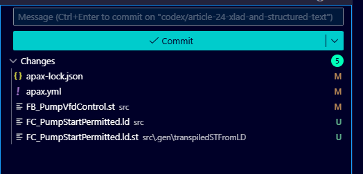 Final Source Control files for the XLad change