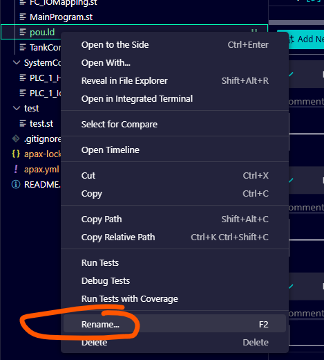 Rename command for the default XLad source file