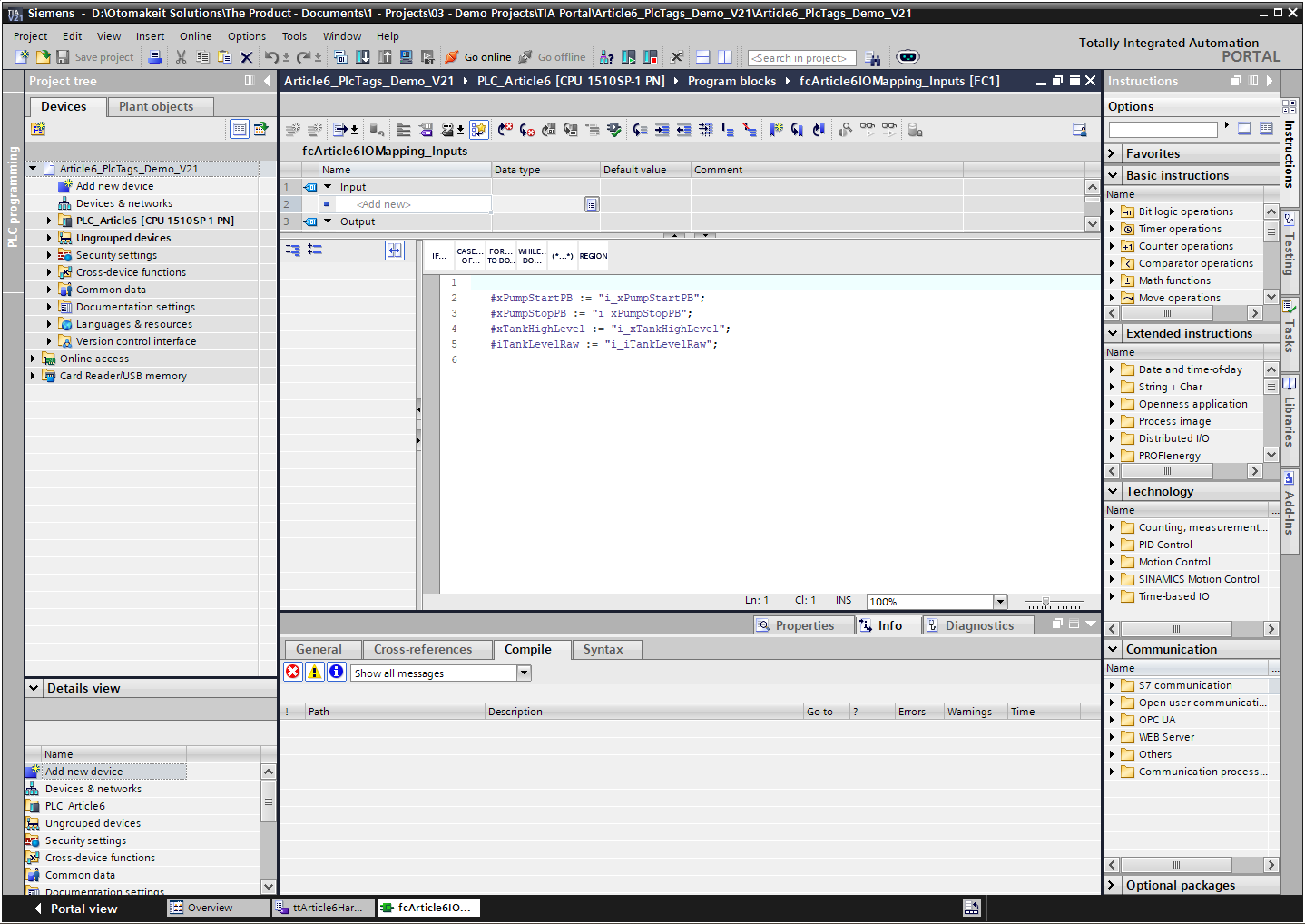 Figure 2. The IO mapping layer is the only place where raw PLC tags are accessed. Equipment logic works with symbolic parameters or interface data instead.