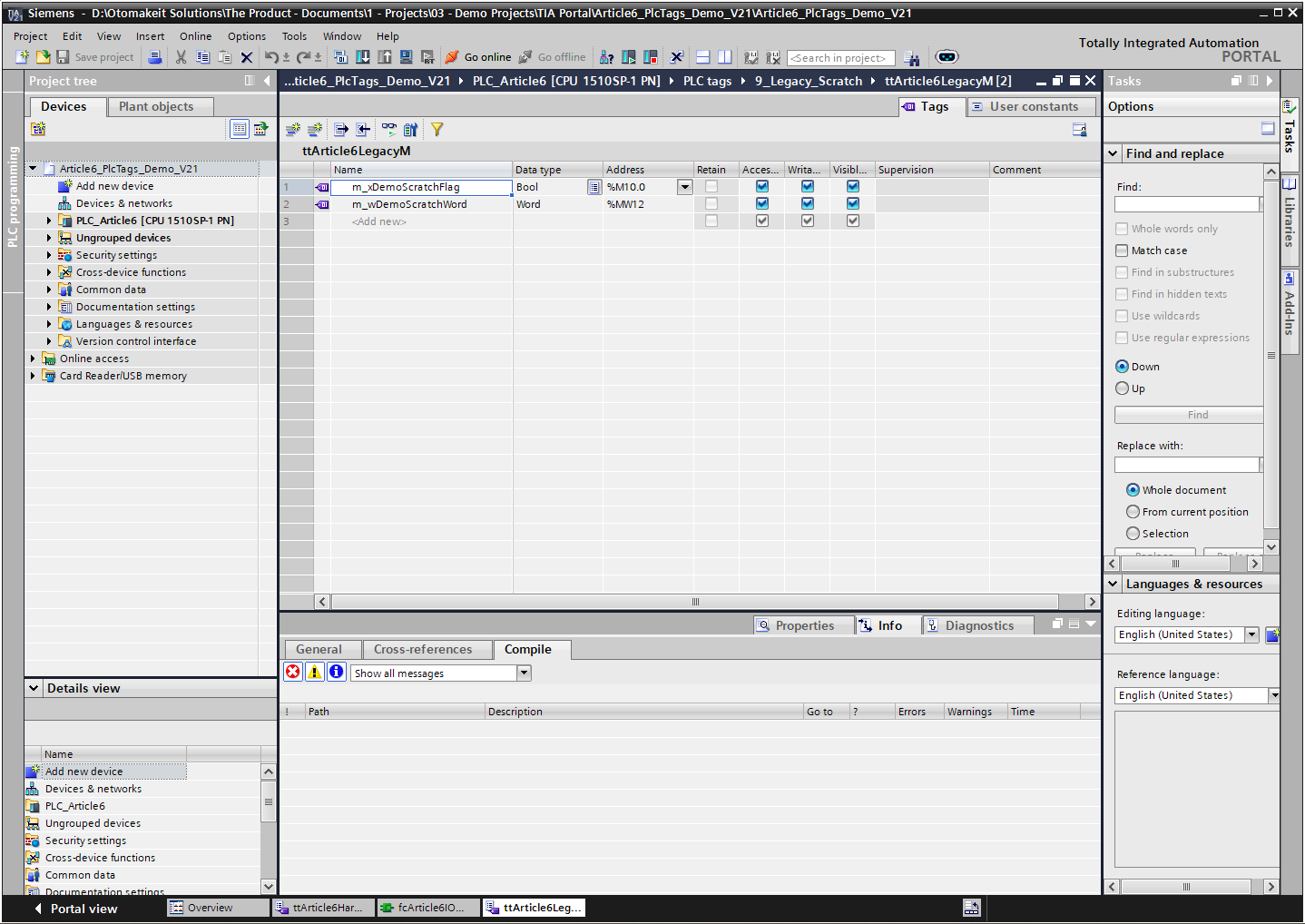 Figure 3. M memory shown as a separated legacy/scratch tag table, not as the backbone of the control program.